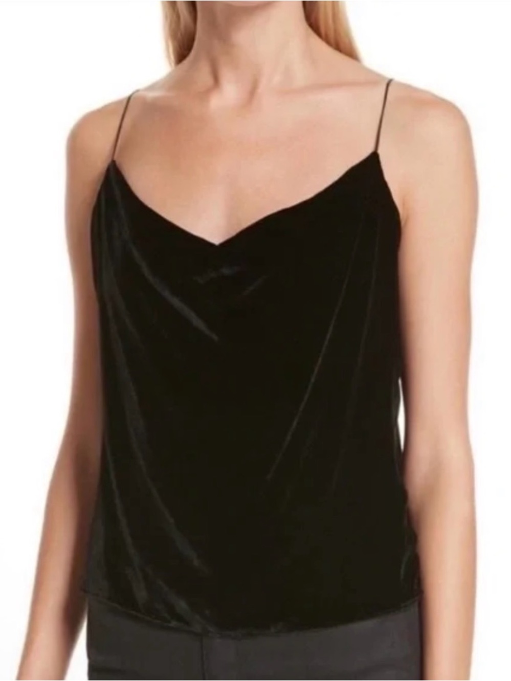Alice + Olivia Black Velvet Cowl Spaghetti Strap Camisole